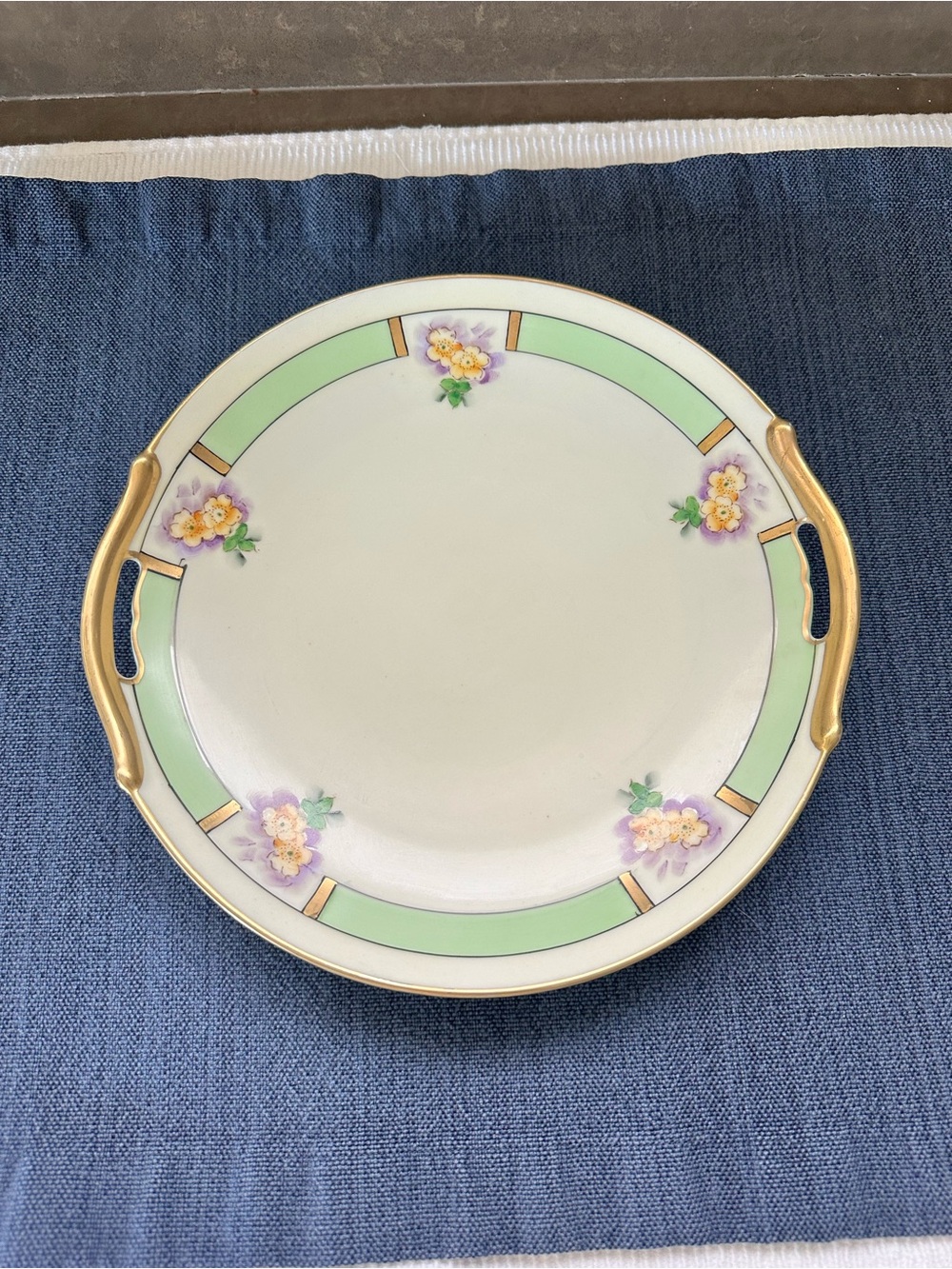 VTG Meito Hand Painted China Floral Plate w/Gold Trim-9.5 inches-Made in Japan